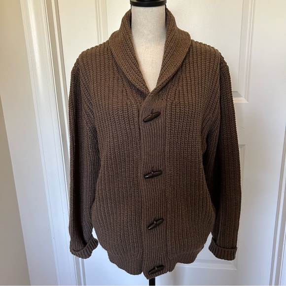 Weatherproof Other - Vintage Men’s Brown Cardigan Sweater Shawl Collar with Toggles SZ M